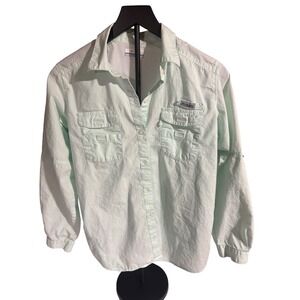 Columbia Men's Light Green Long Sleeve PFG Fishing Shirt Size Medium